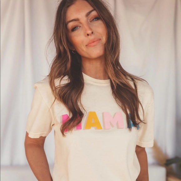 friday + saturday Tops - MAMA COLOR BLOCK T-SHIRT - SIZE LARGE